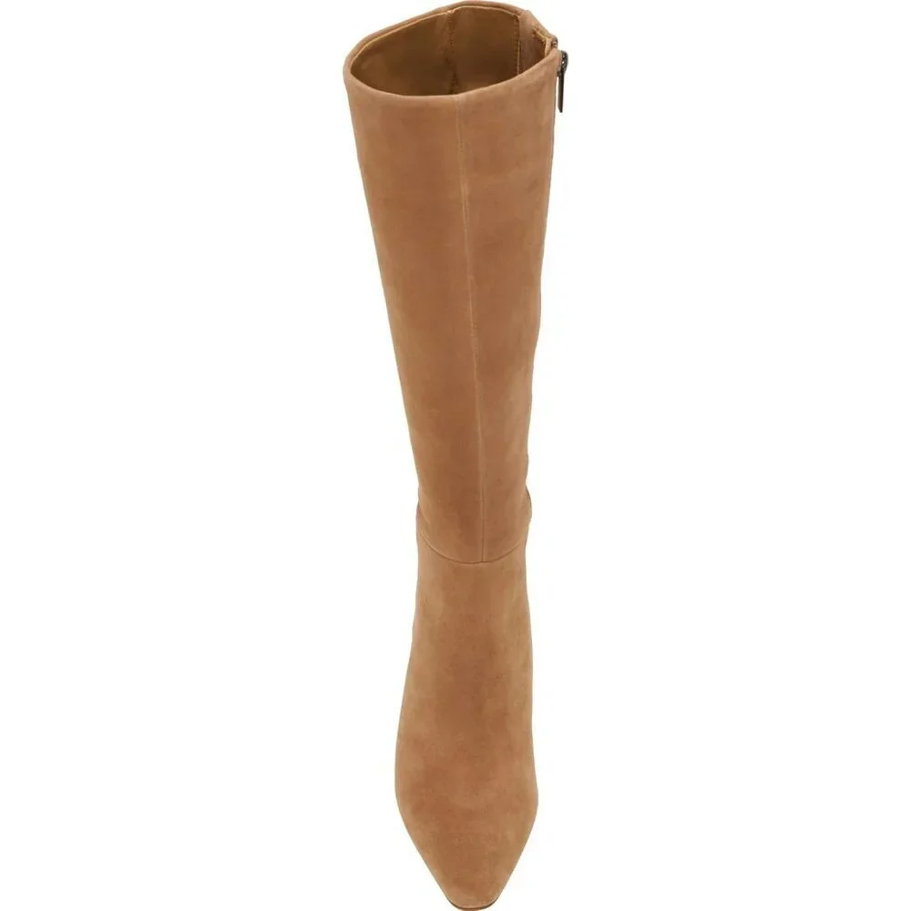 Women's Brown Rubber Arendie Knee-high Suede Side Zipper Boots